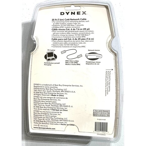 Dynex Cat6 25ft 7.6m Network Cable RJ45 M to RJ45 M 25 Ft Booted Snagless Gray - Picture 4 of 7